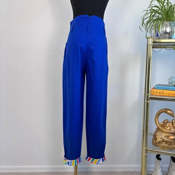 Art to Wear by Ken Done VNTG Blue High Waisted Pleated Tapered Pants Size Small - Picture 5 of 16